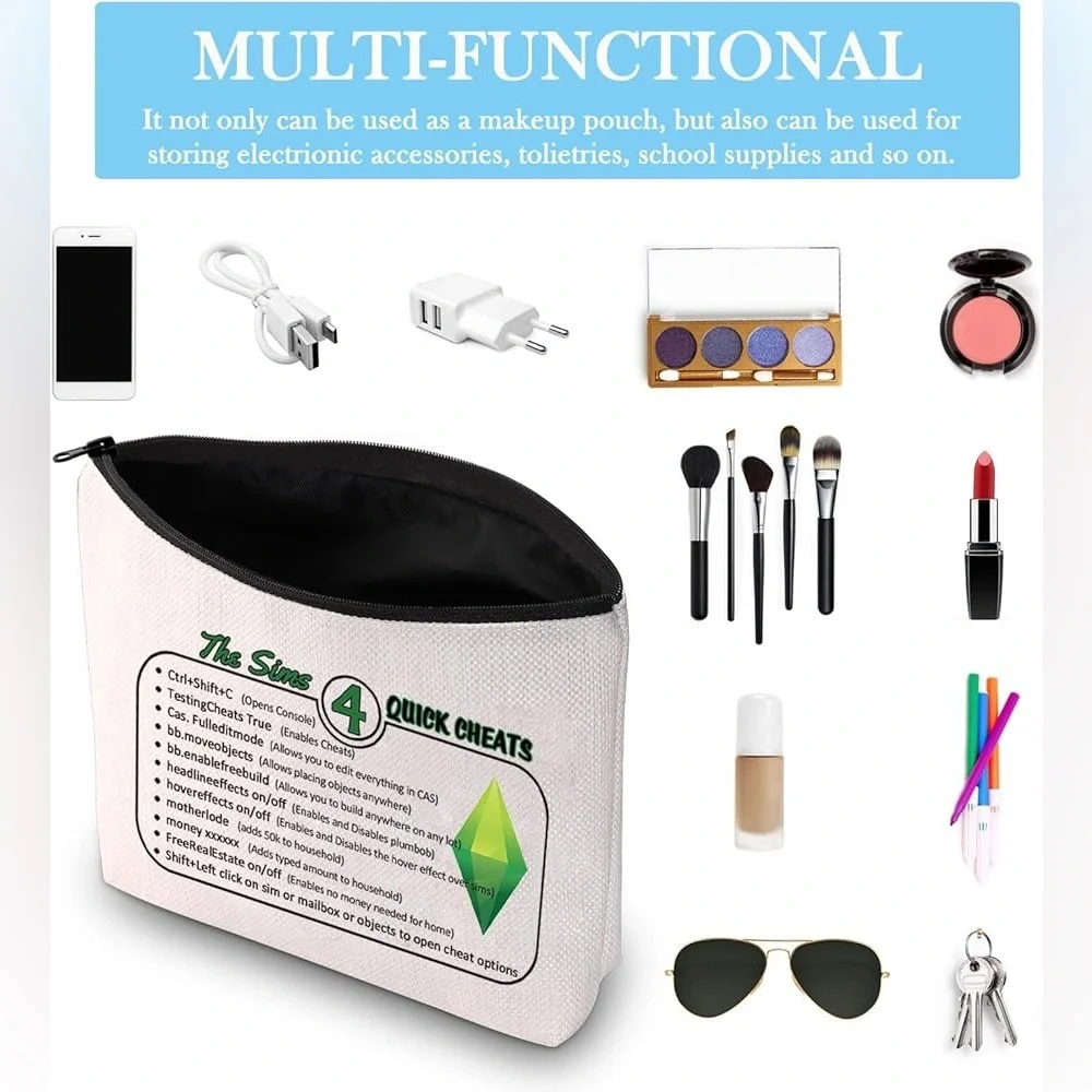 GJTIM women’s The Sims 4 Quick Cheats Plumbob Gaming Graphic Makeup Bag